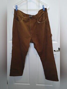 Men's Fleece Lined Work Carpenter Pants -‎ Brown- Size 40/30